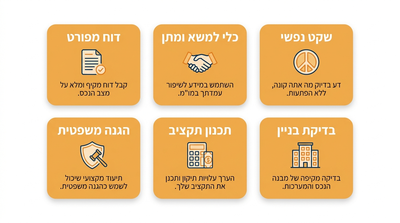 טבלת צורך עסקי מול פתרון בפועל - מה מקבלים מבדיקת בדק בית מקצועית