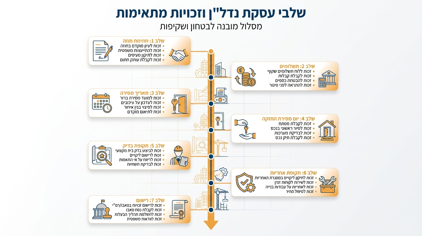 השוואת זכויות רוכש דירה לפי שלב העסקה