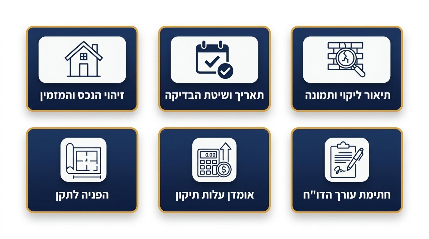 רכיבים שחייבים להופיע בדוח בדק בית כדי שיהיה קביל בבית משפט