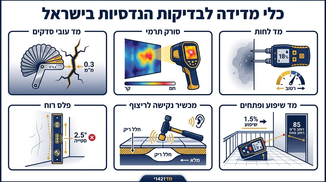 בדיקת קיר עם מד לחות ומצלמה תרמית
