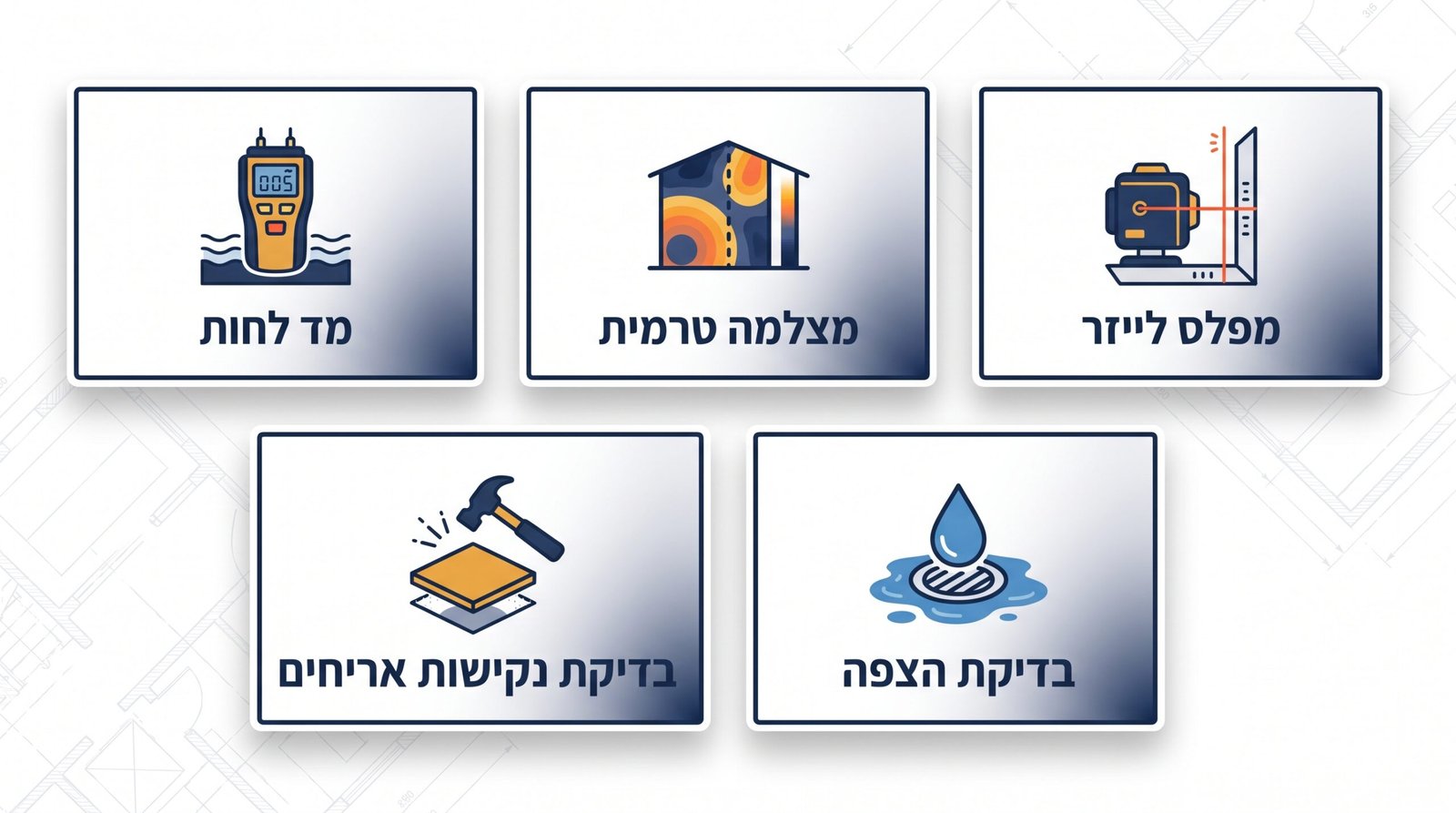 כלי מדידה בבדק בית, מד לחות מצלמה תרמית ומפלס לייזר