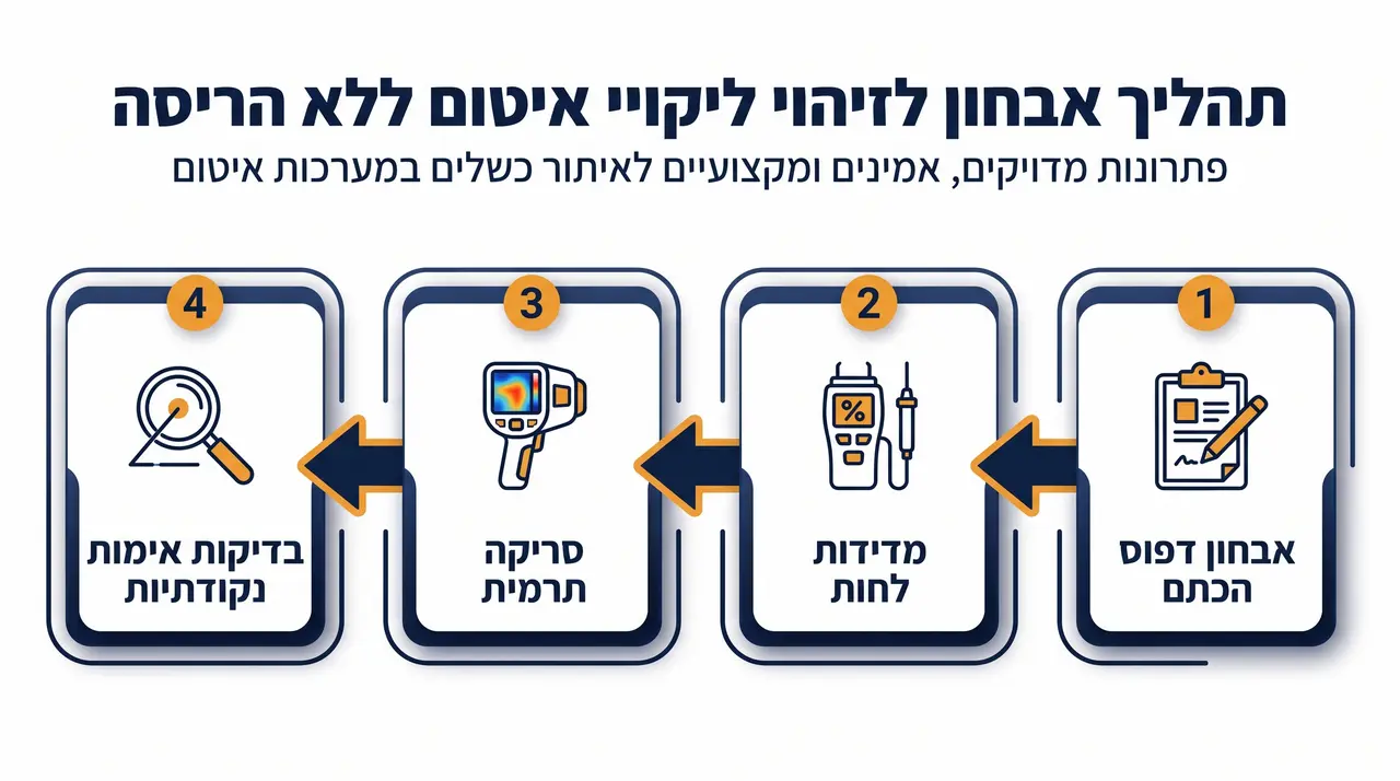 איתור ליקויי איטום באמצעות מצלמה תרמית ומד לחות בלי לפרק קירות