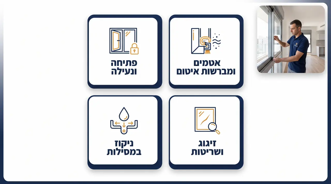 בדיקת חלונות אלומיניום ותריסים ביום מסירה של דירה חדשה